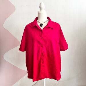 Cabin Creek Red Floral Embroidered Button Up Cottagecore Western Vintage‎ Sz 2X